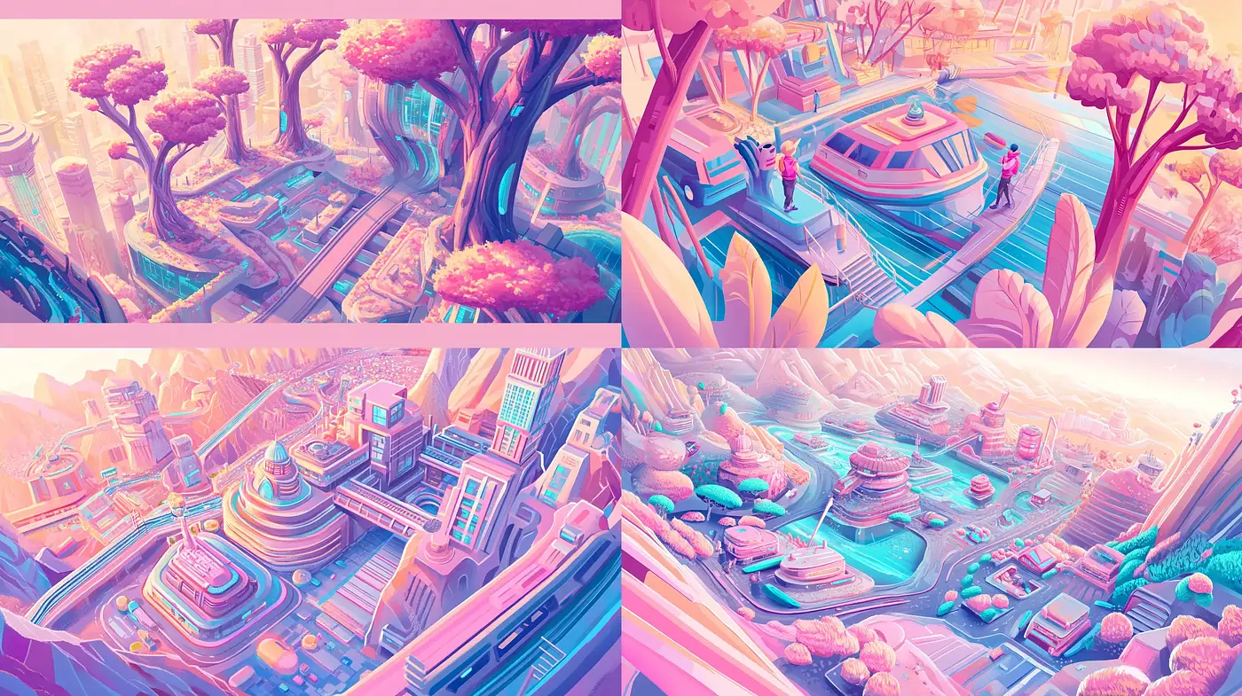 Surreal Candy-Colored Dreamscapes - Midjourney sref style