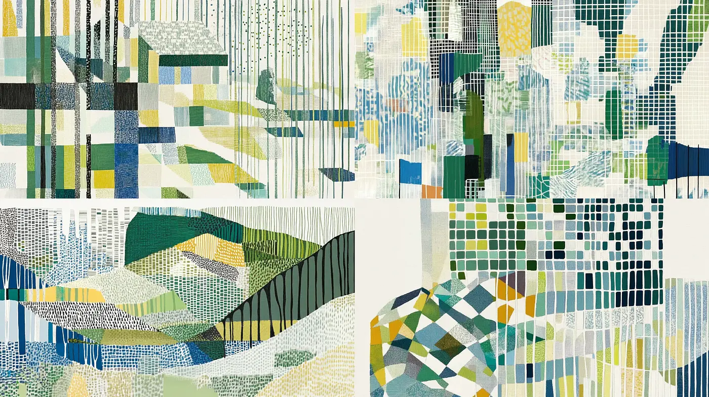 Mosaic of Geometric Serenity: A Study in Abstracted Landscapes - Midjourney sref style