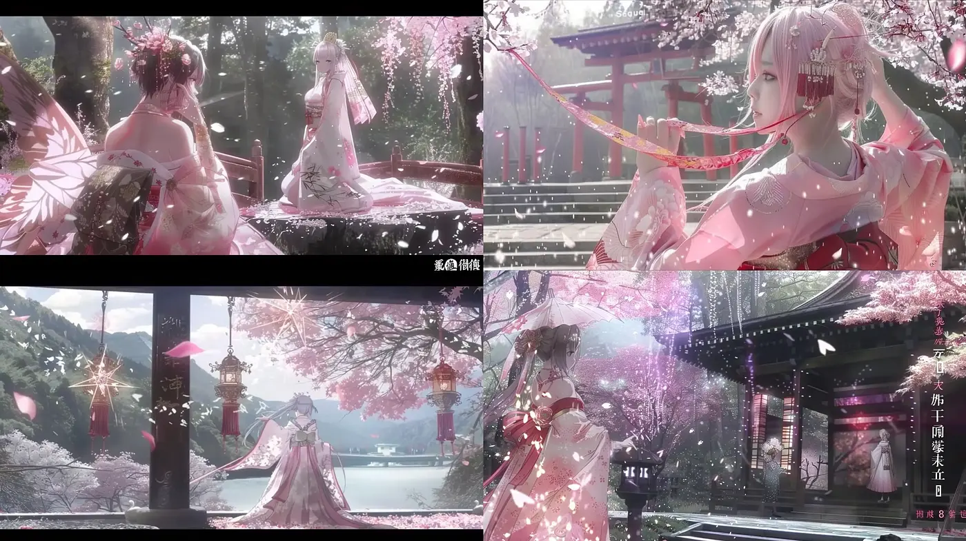 Ethereal Cherry Blossom Elegance: A Surreal Anime-Inspired Enchantment - Midjourney sref style