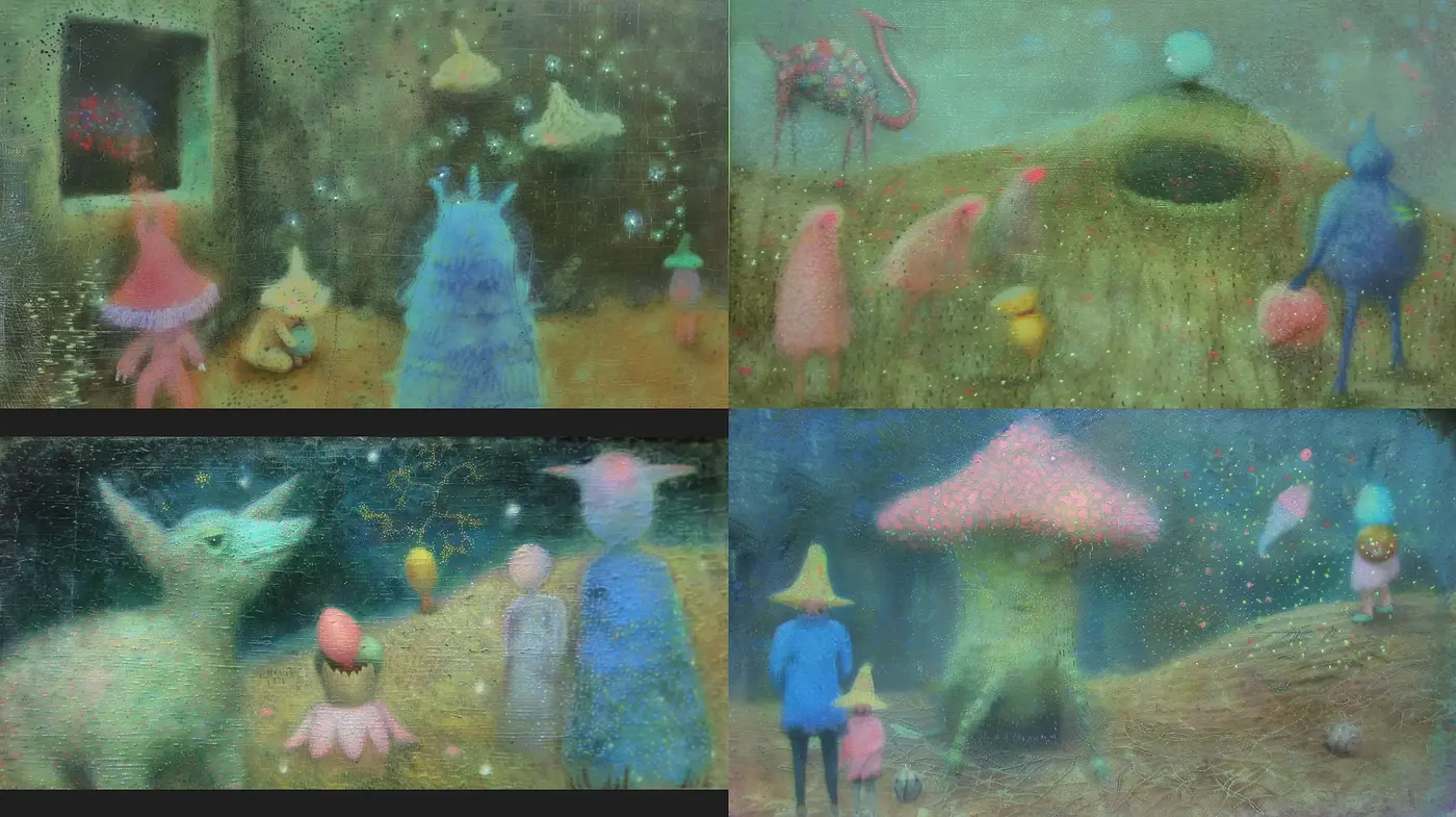 Whimsical Dreamscapes with a Surreal and Ethereal Glow - Midjourney sref style