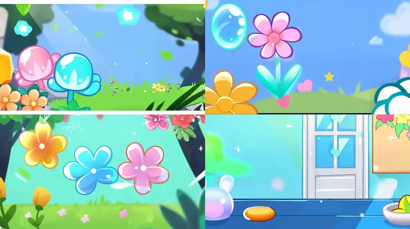 Playful and Bright Whimsical Floral Scenes - Midjourney sref style