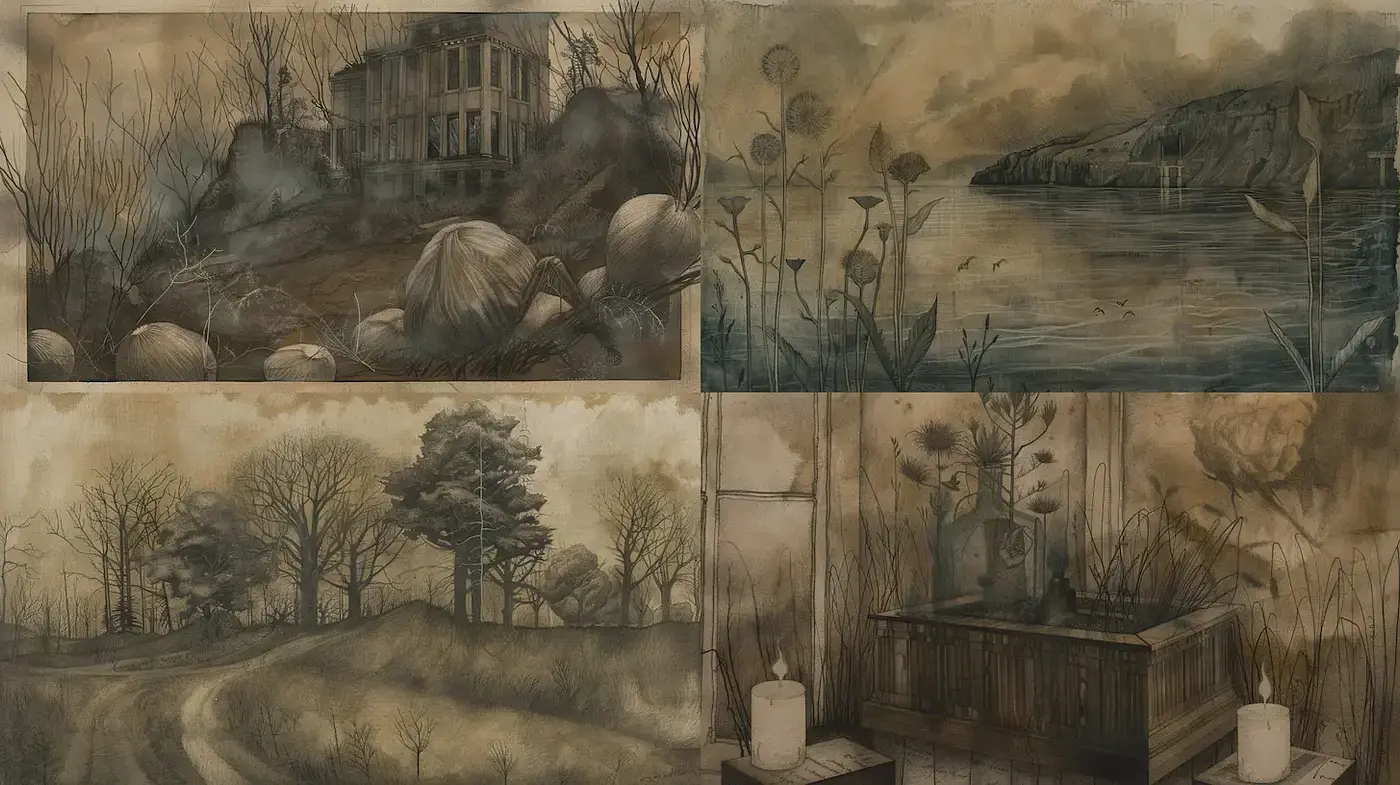 Ethereal and Mysterious Landscapes with a Touch of Nostalgia - Midjourney sref style