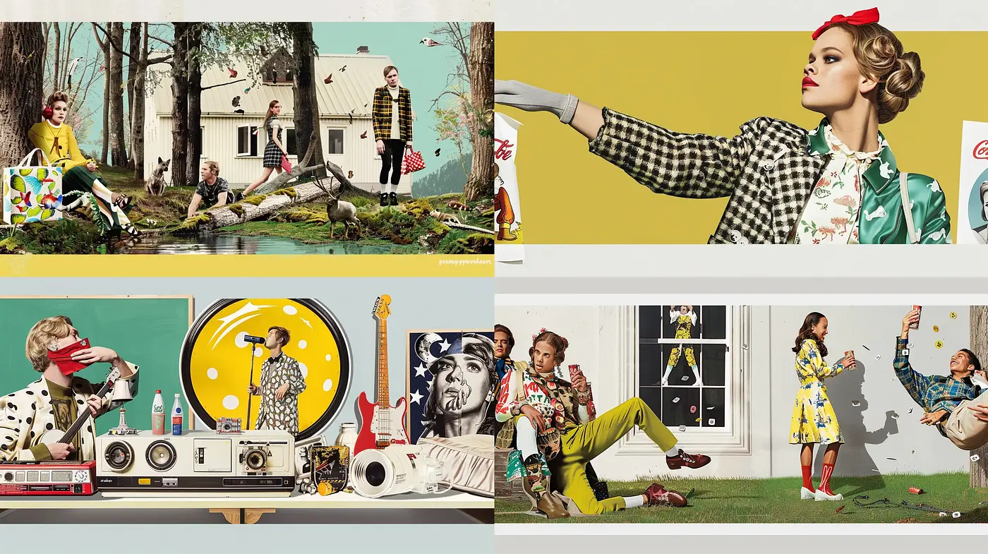 Retro Americana with Pop Art Vibrancy and Cinematic Composure - Midjourney sref style