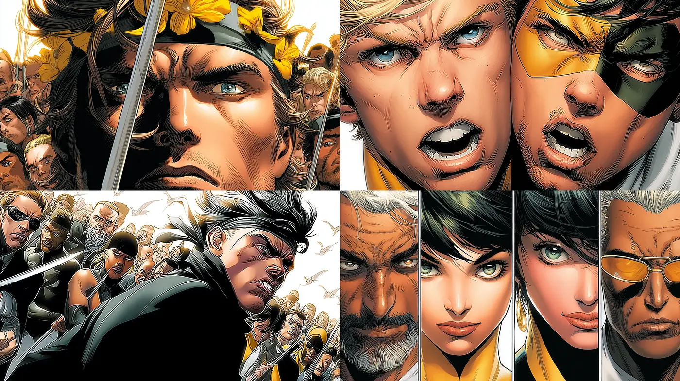 Dynamic and Intense Heroic Aesthetic with Comic Book Influences - Midjourney sref style