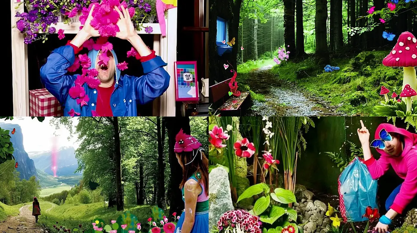 Colorful Whimsy in Nature-Inspired Dreamscapes - Midjourney sref style