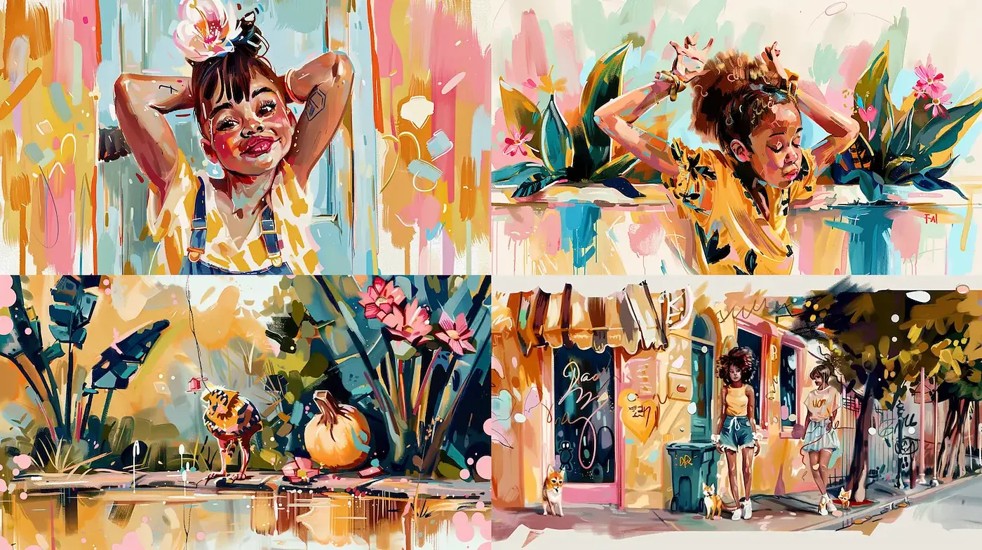 Vibrant and Expressive Illustrations with a Joyful Connotation - Midjourney sref style