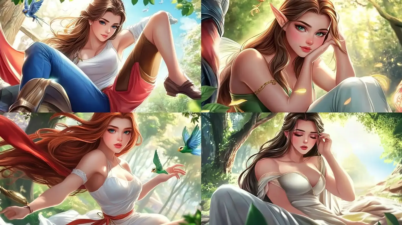 Enchanted Forest Serenity: A Harmonious Blend of Vivid Colors and Ethereal Light - Midjourney sref style