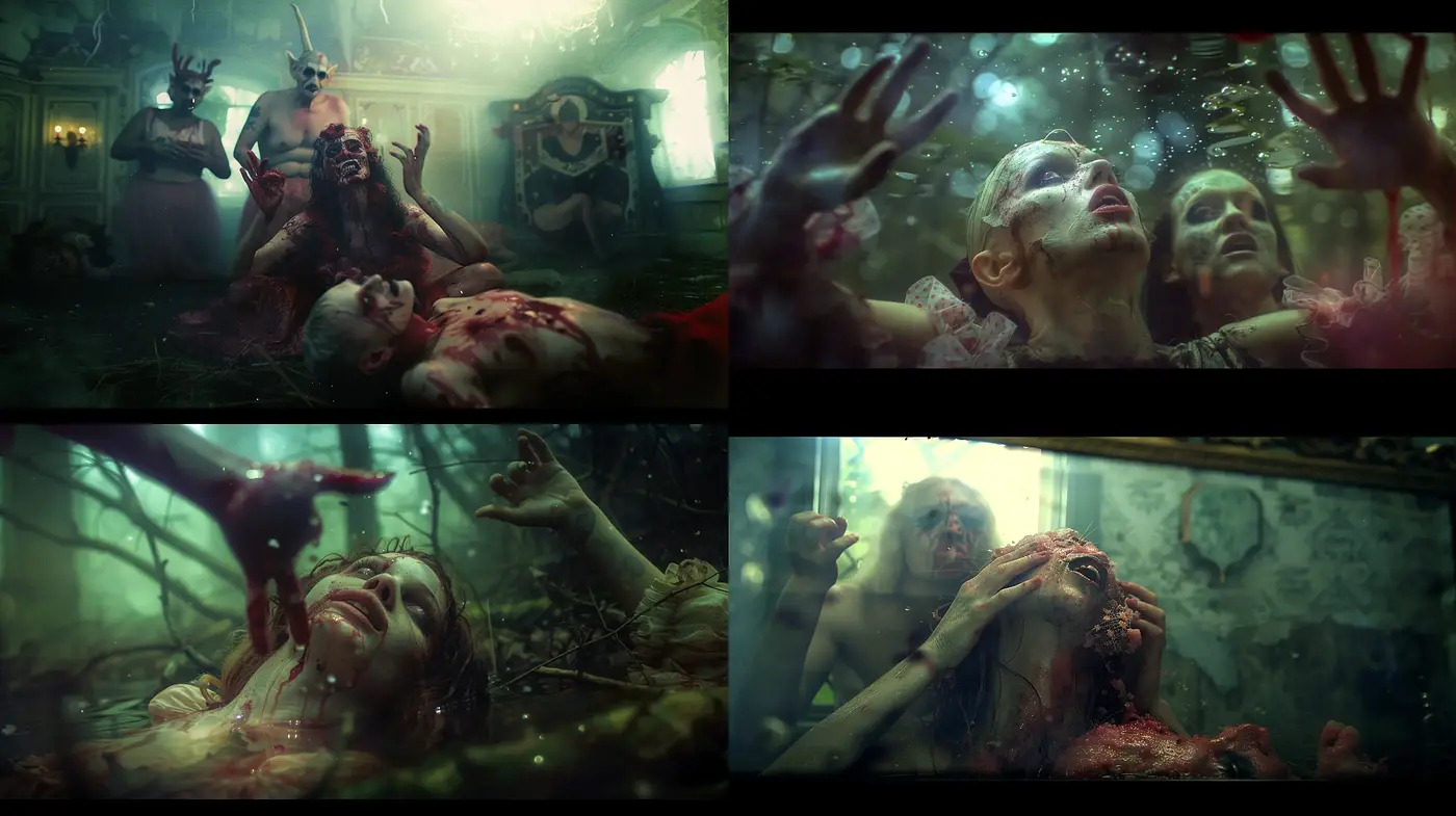 Eerie and Haunting: A Cinematic Tableau of Macabre Fantasy - Midjourney sref style