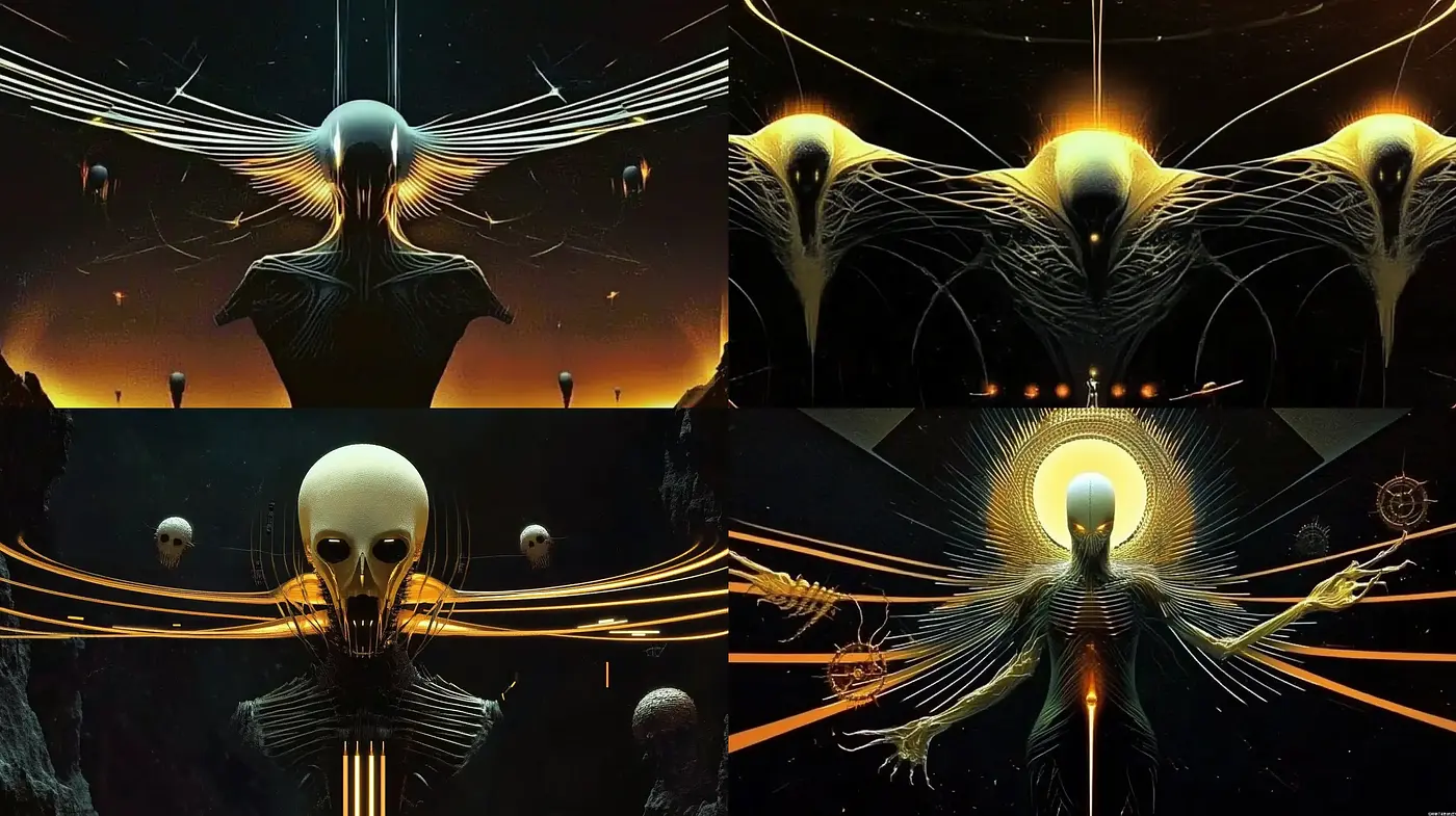 Otherworldly Fusion of Biomechanical Surrealism - Midjourney sref style