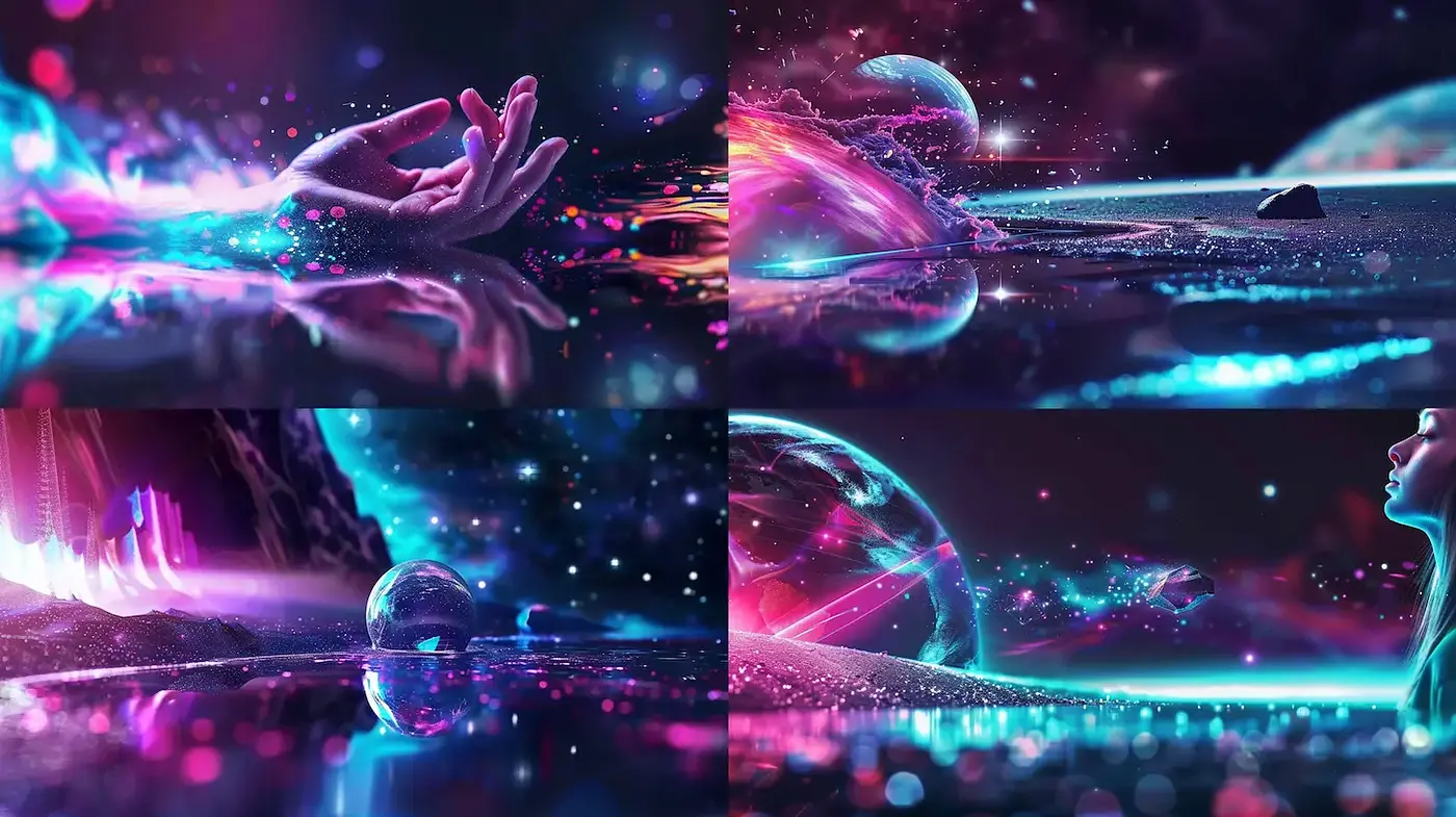 Vibrant Cosmic Fluidity with Ethereal Elements and Soft Textures - Midjourney sref style