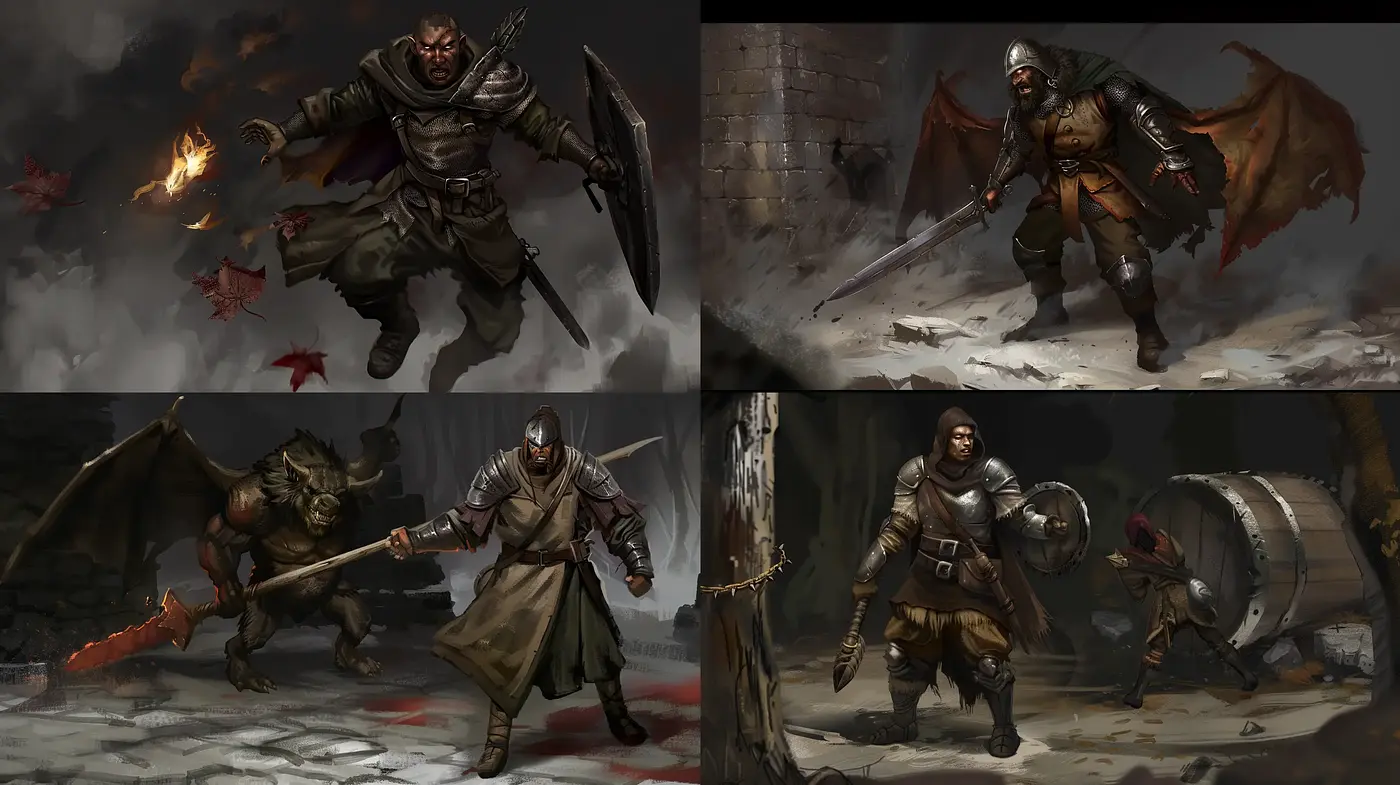 Epic Saga of Dark Fantasy Battles - Midjourney sref style