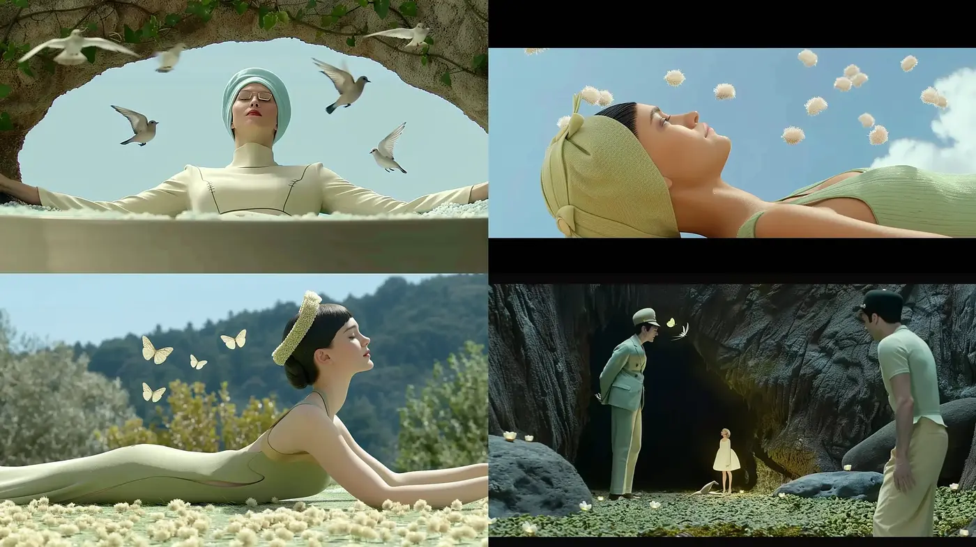 Serene Pastoral Dreamscapes with Surreal Overtones - Midjourney sref style