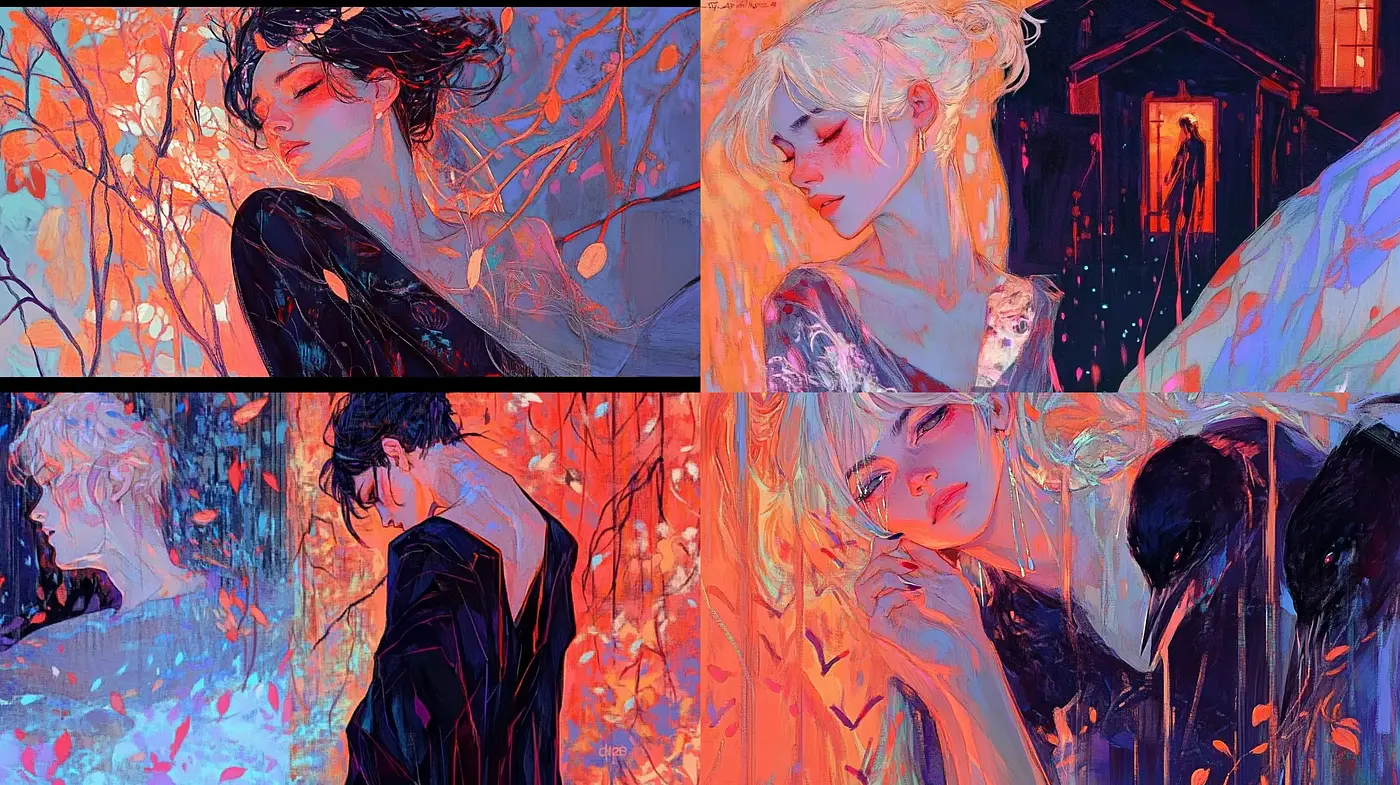 Whimsical Dreamscape: An Ethereal Fusion of Vivid Hues and Evocative Brushwork - Midjourney sref style