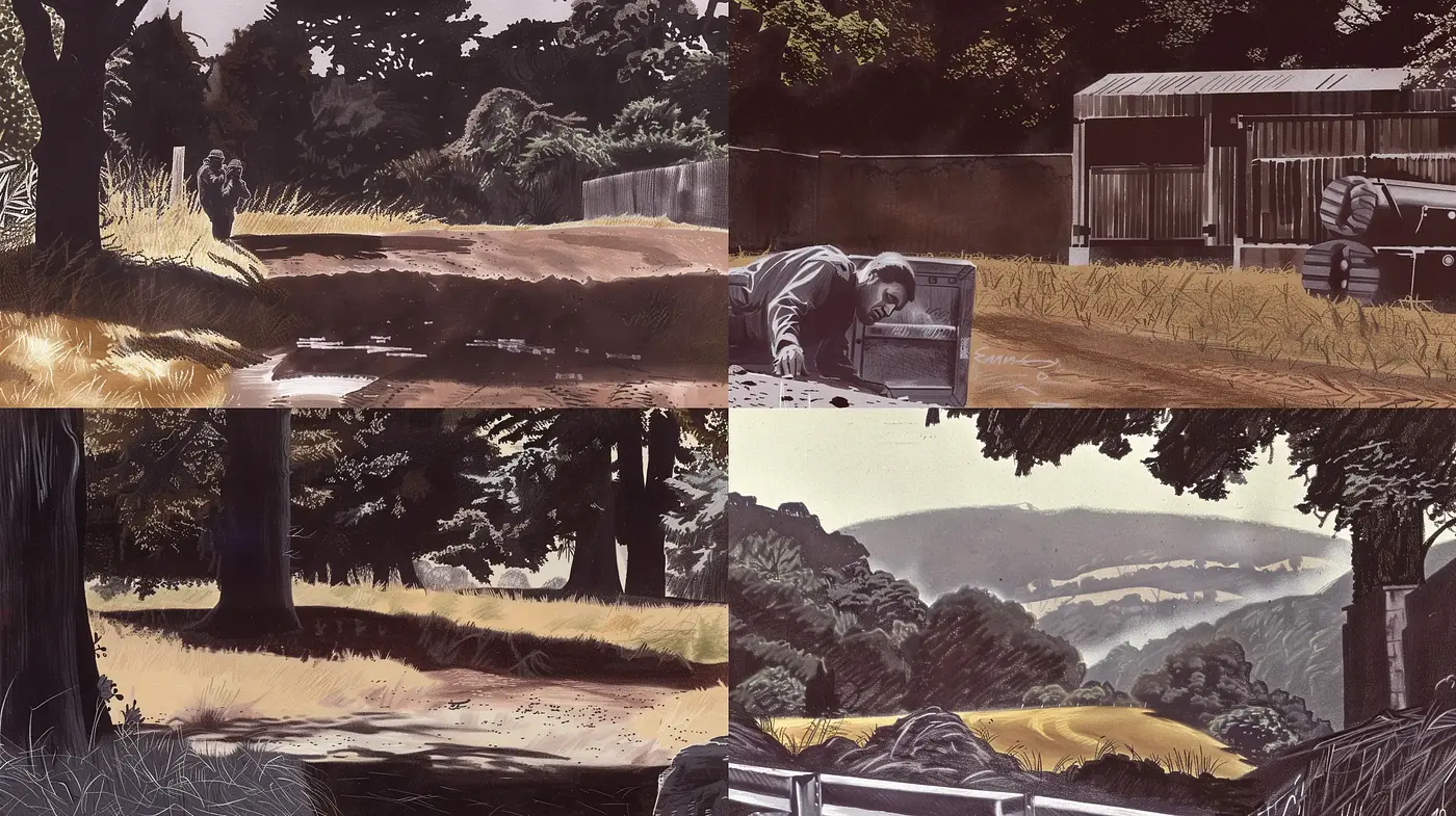 Sepia-Toned Pastoral Scenes with Graphite Texture - Midjourney sref style