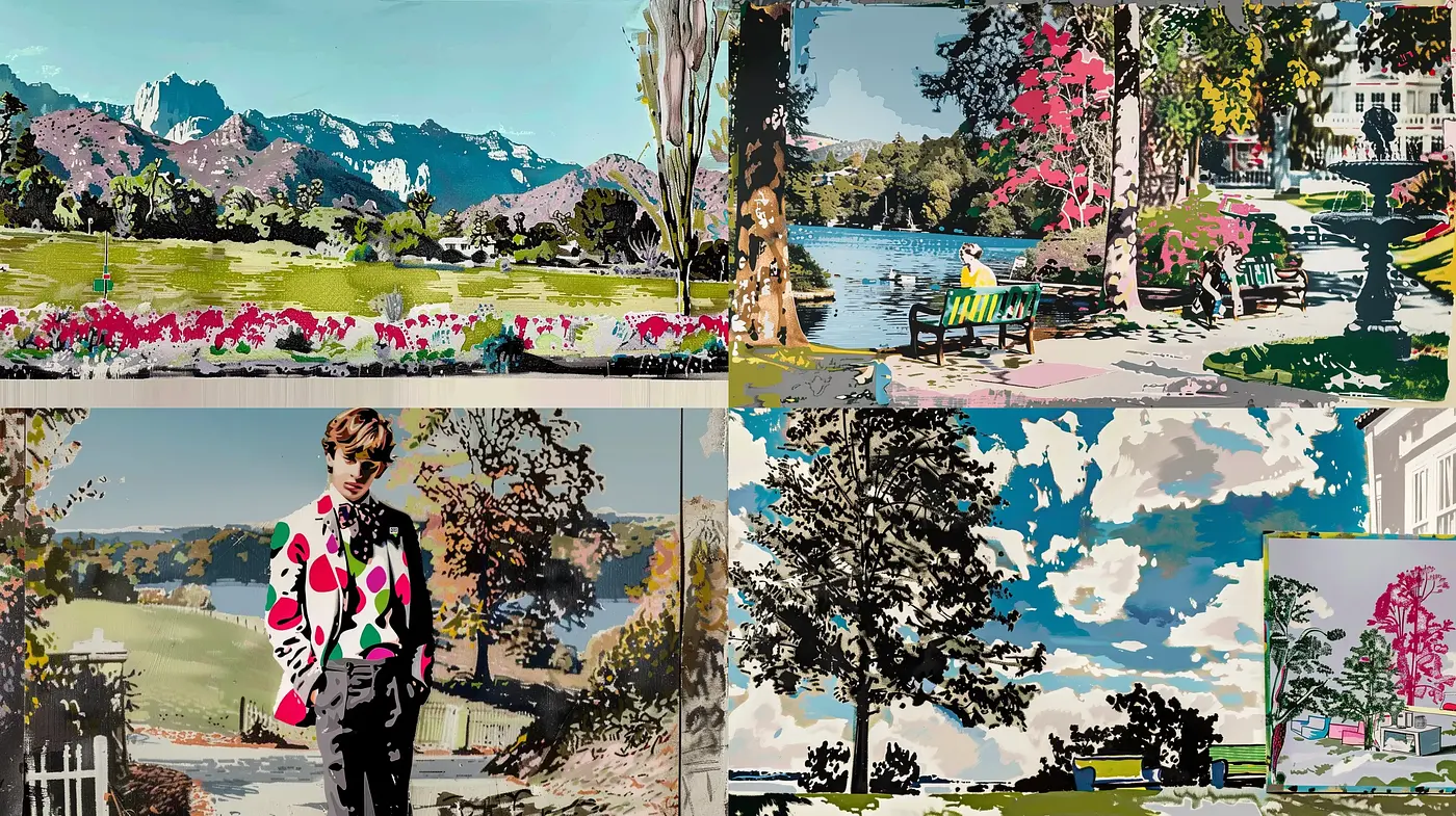 Contemporary Graphic Illustration with a Digital Collage Essence - Midjourney sref style