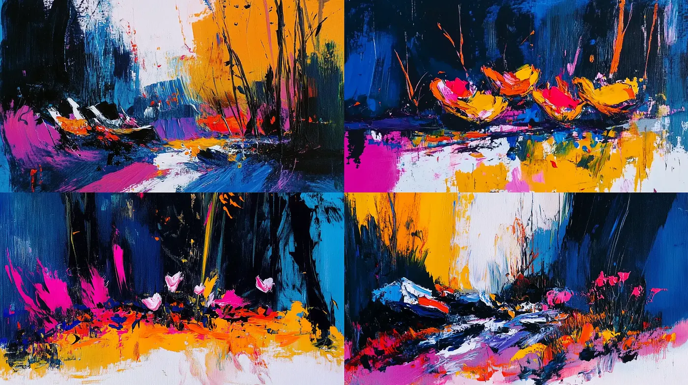 Dynamic Abstract Expressionist Brushwork Collection - Midjourney sref style