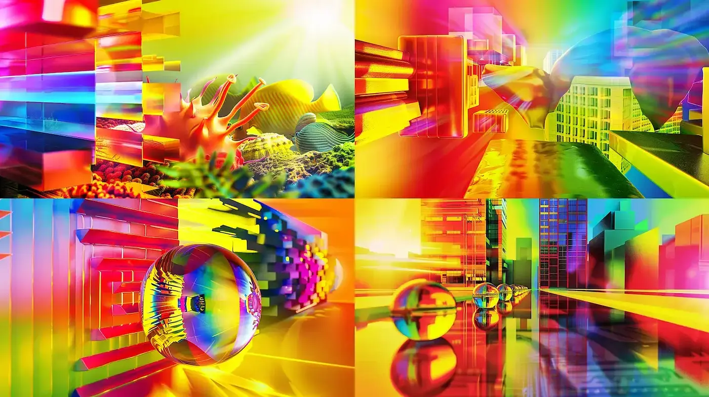 Vibrant and Futuristic Digital Abstraction with Geometric Clarity - Midjourney sref style
