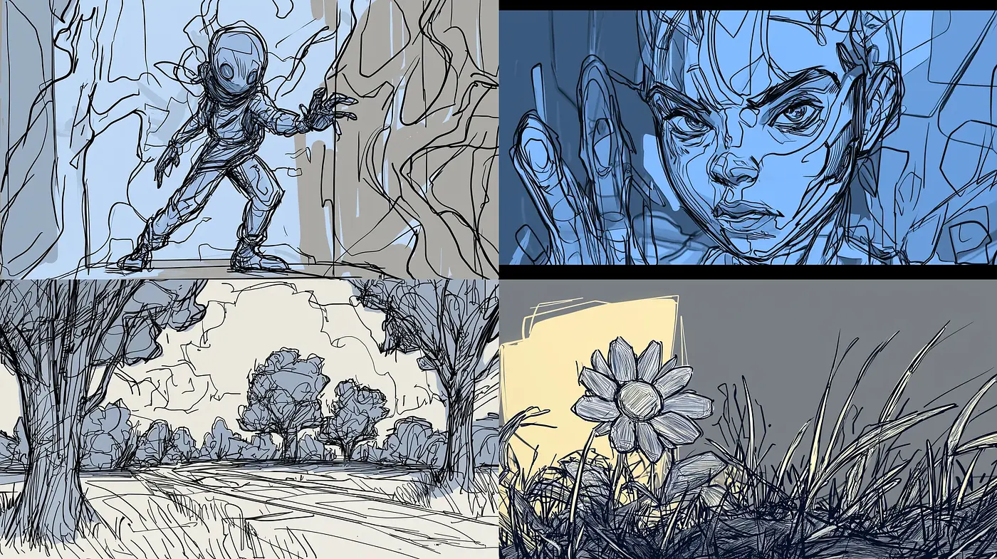Sketchbook Draftsmanship: A Consistent Comic-Inspired Illustration Series - Midjourney sref style