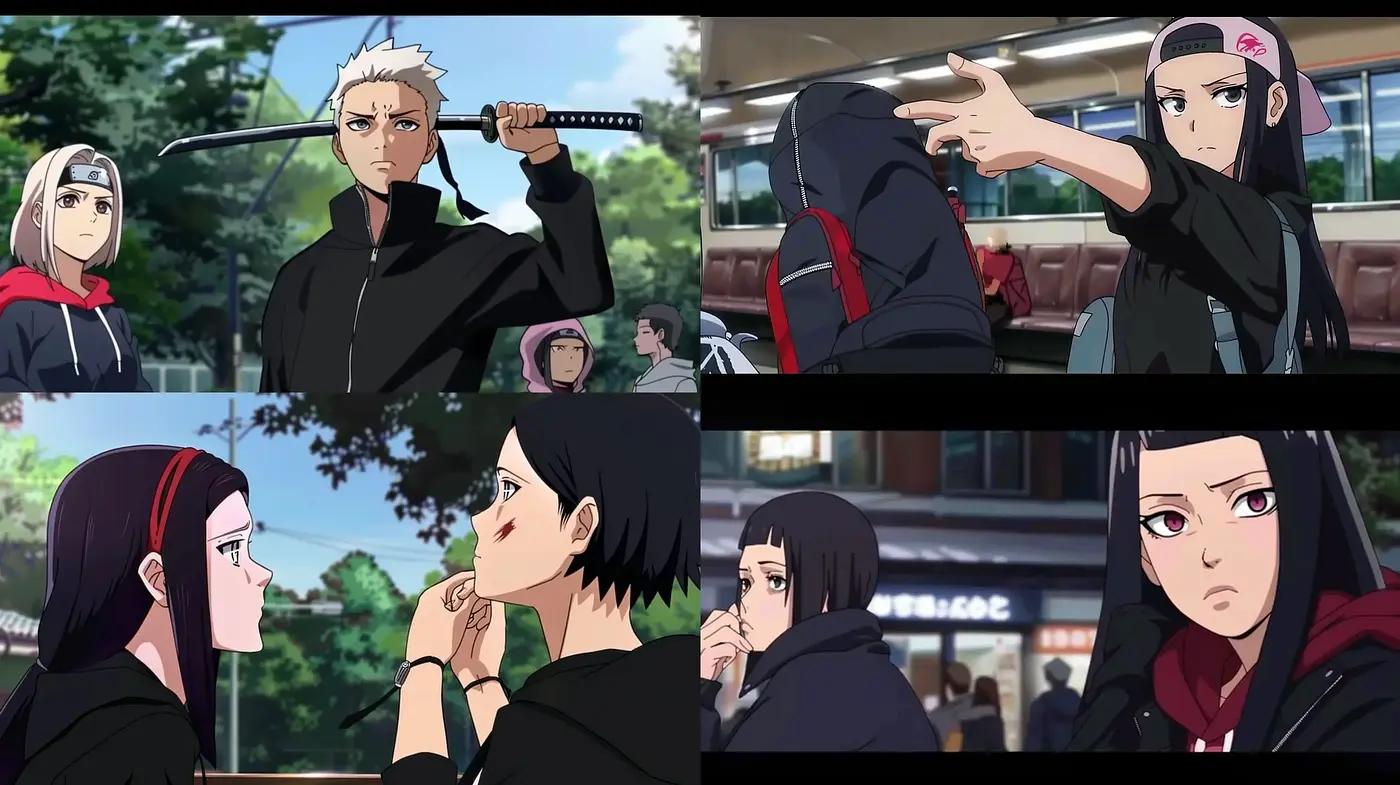 Consistent Stylized Anime Portrayal with a Dynamic Urban Backdrop - Midjourney sref style