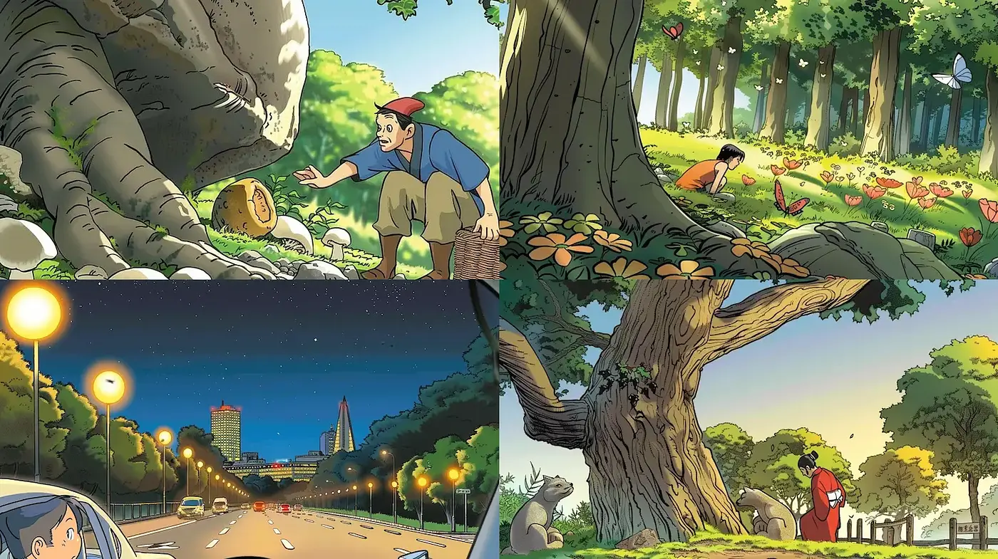 Whimsical and Vibrant Nature Scenes with a Touch of Fantasy - Midjourney sref style