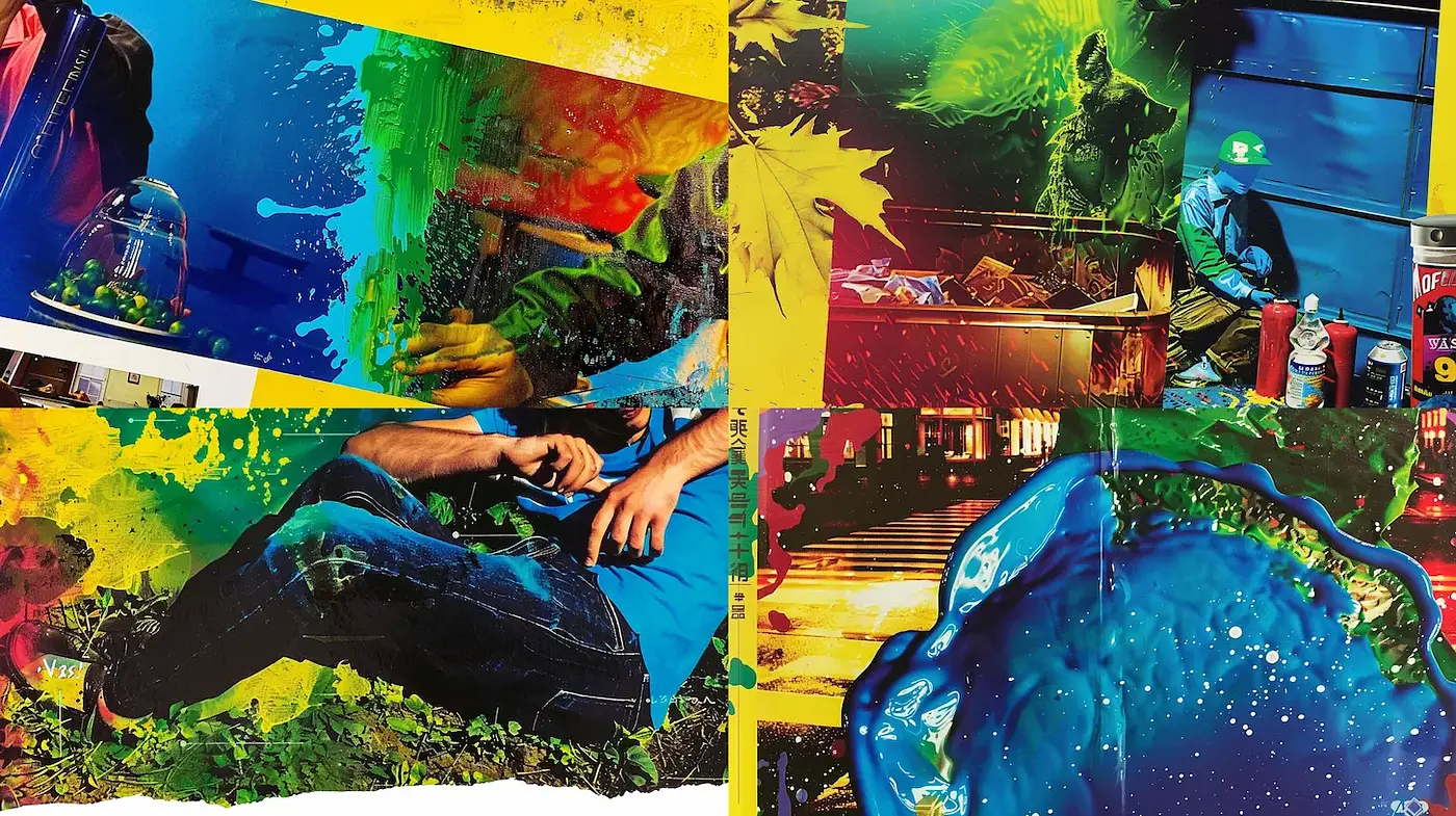 Vibrant and Expressive Modern Collage Art with Fluid Dynamics - Midjourney sref style