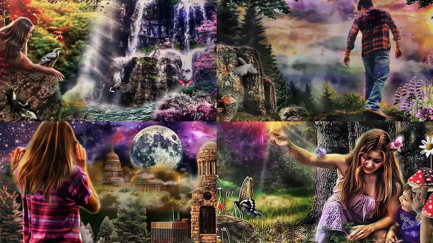 Vibrant, fantastical landscapes with whimsical elements - Midjourney sref style