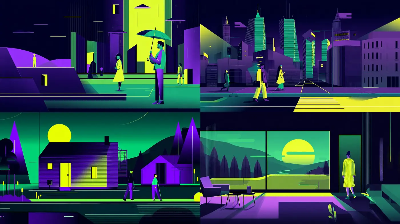 Vibrant Geometric Surrealism with a Futuristic Flair - Midjourney sref style