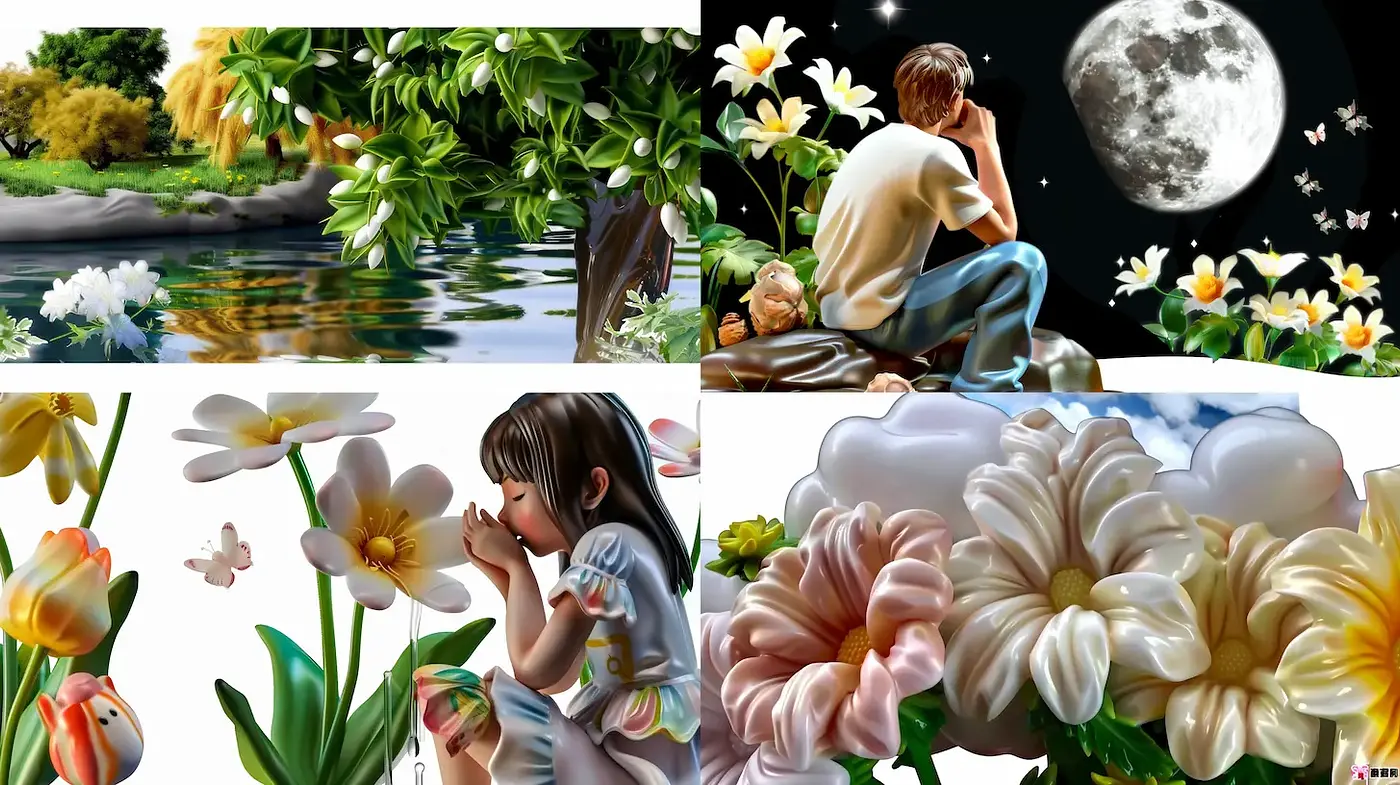 Whimsical Nature Scenes Enhanced with Vibrant Textures - Midjourney sref style