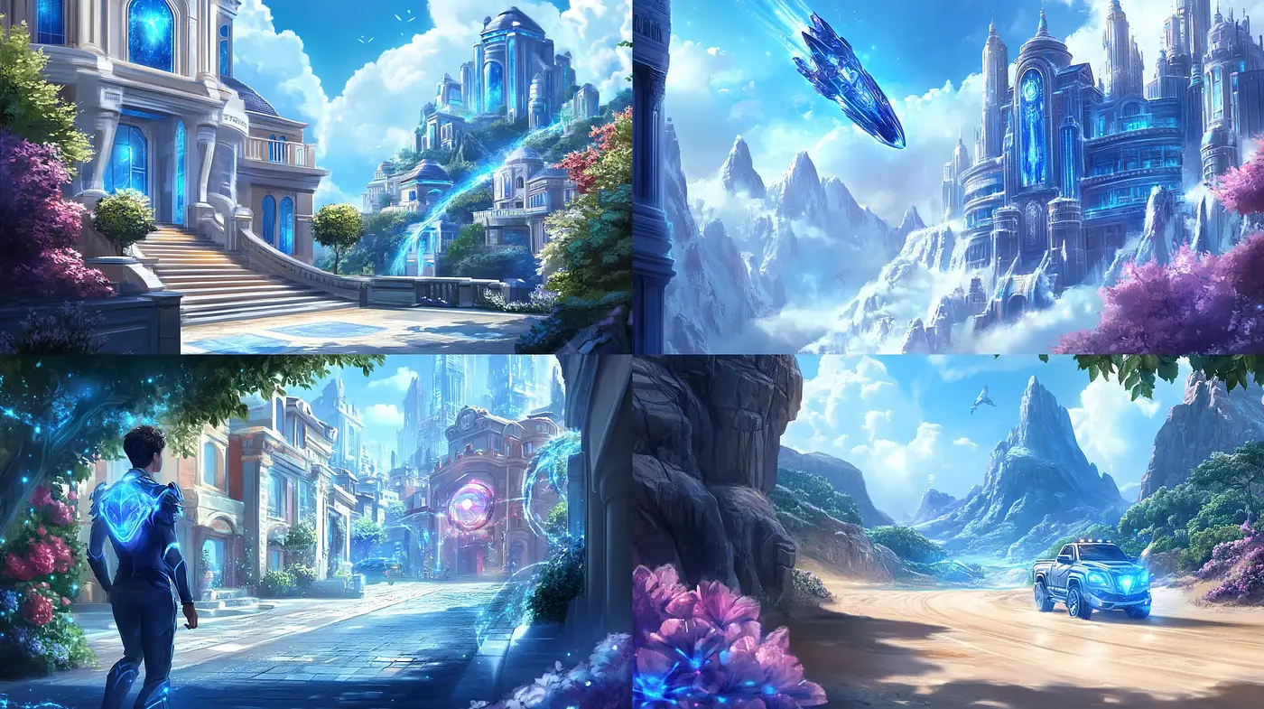 Futuristic Fantasy Vistas: Vivid and Ethereal Dreamscapes - Midjourney sref style