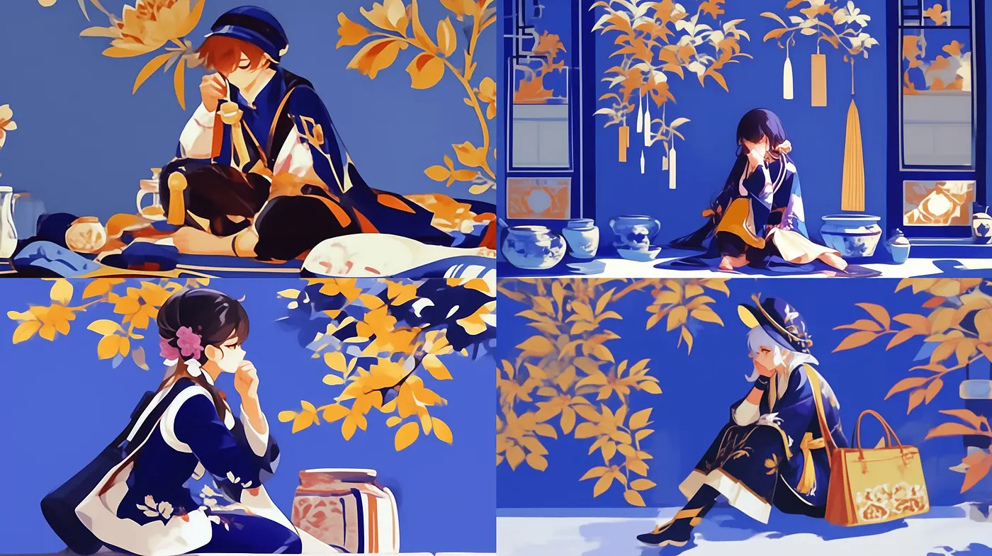 Consistent Botanical Serenity in Vivid Hues: Exploring Anime-Inspired Tableaus - Midjourney sref style