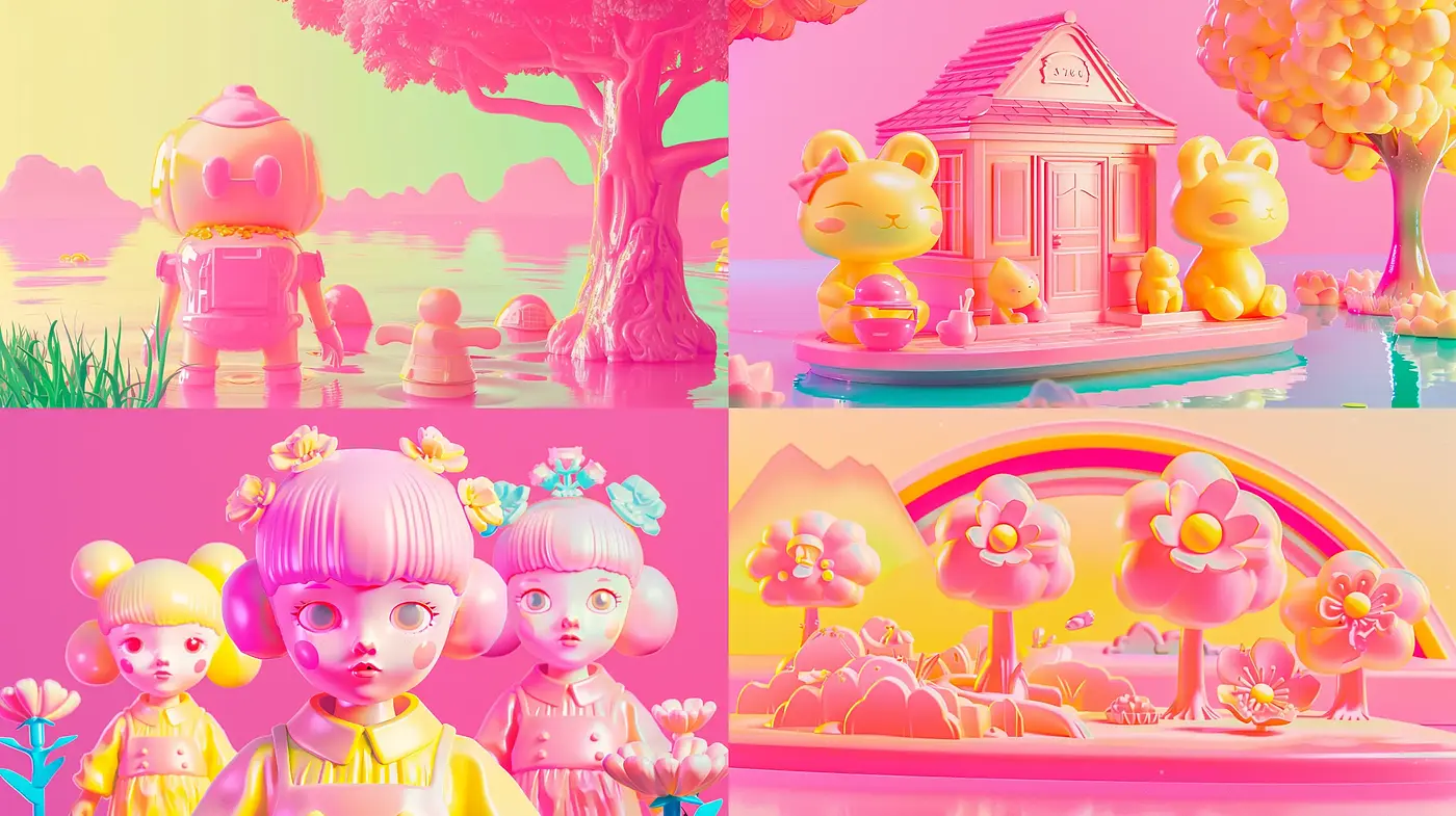 Candy-Colored Dreamscape Fusion - Midjourney sref style