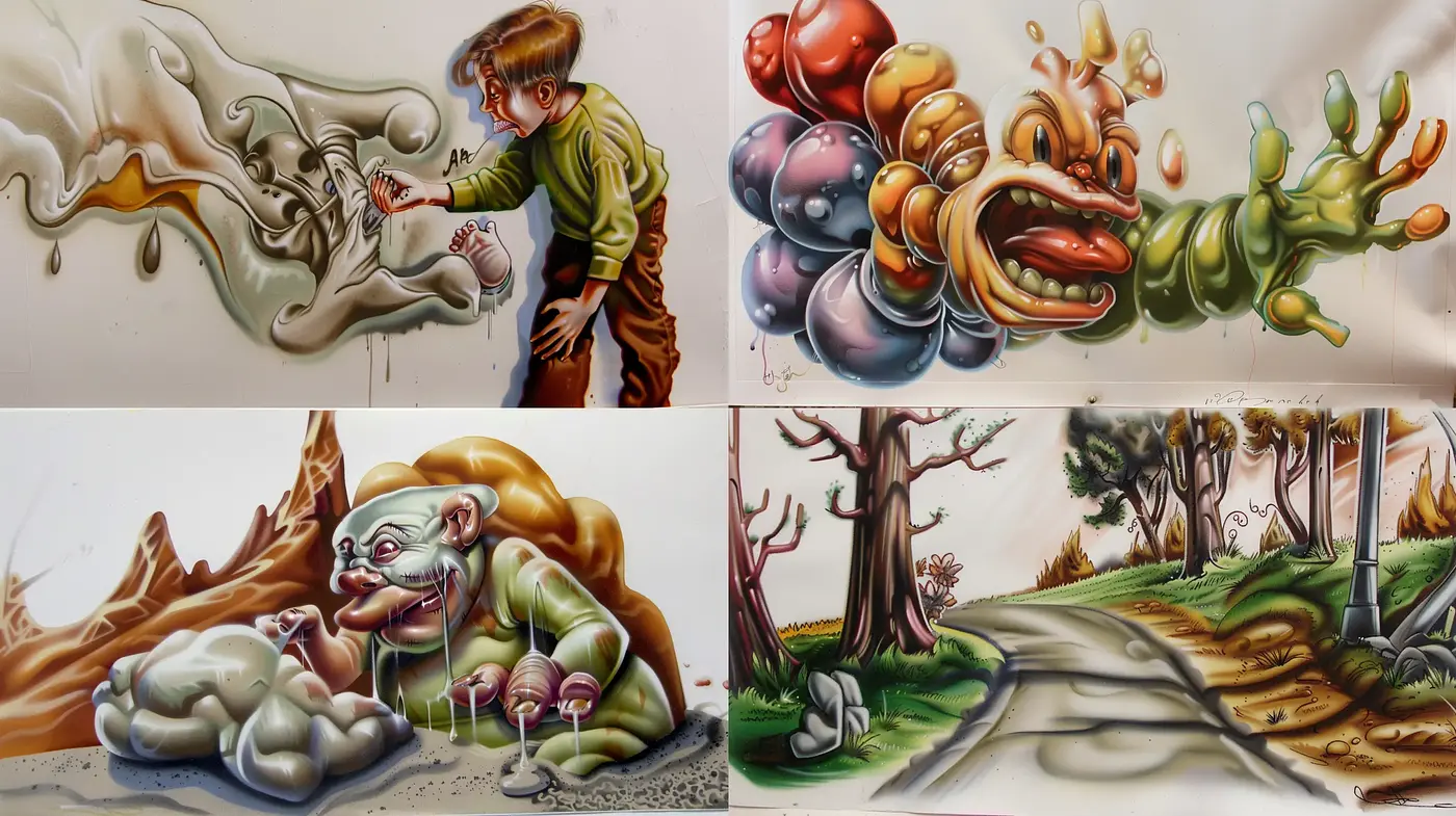 Surrealistic Dreamscape: Eclectic Fusion of Whimsy and Grotesque - Midjourney sref style