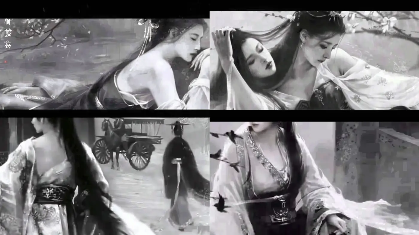 Monochromatic Elegance with a Touch of Traditional Asian Influence - Midjourney sref style