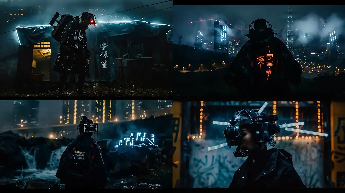 Futuristic Noir with Cyberpunk Influence - Midjourney sref style