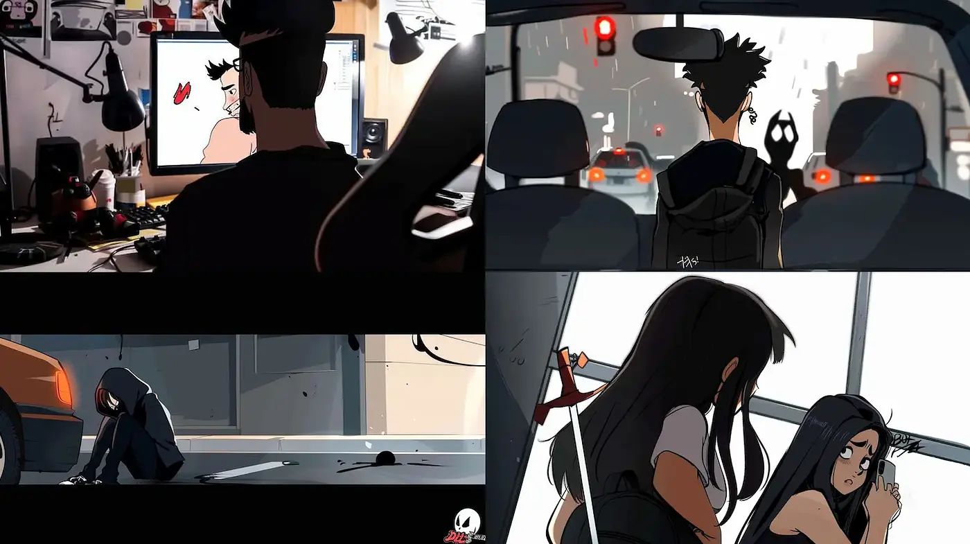 Dynamic and expressive urban storytelling through illustrative art - Midjourney sref style