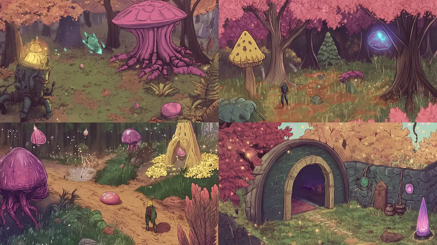 Enchanted Forest Whimsy: A Fusion of Fantasy Illustration and Dreamlike Hues - Midjourney sref style