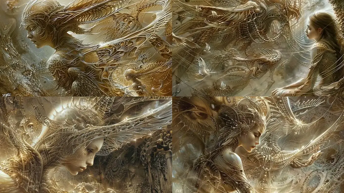 Intricate and Ethereal Fantasy Art with Organic Elements - Midjourney sref style