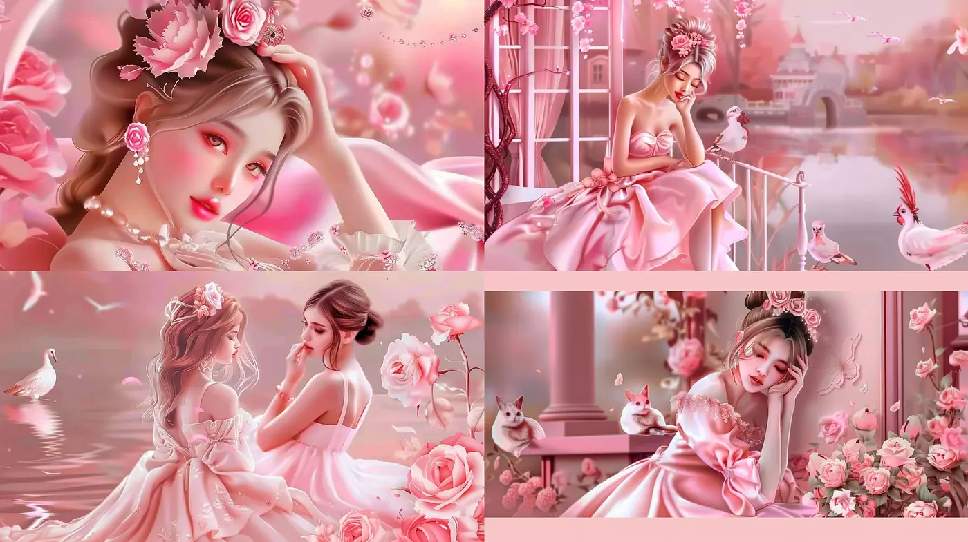 Romanticized Pastel Visions in a Dreamlike Blossom Wonderland - Midjourney sref style