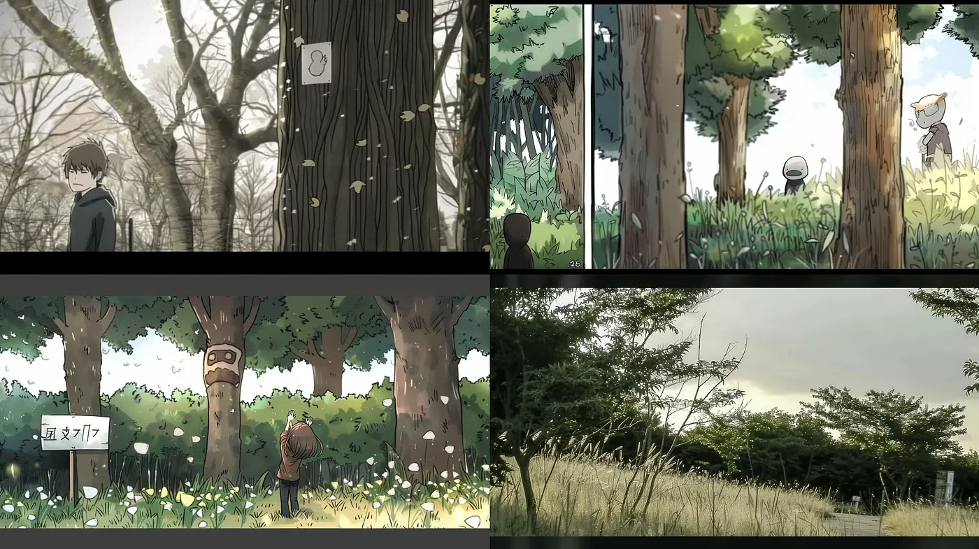 Serene Pastel Woodland: A Consistent Dreamlike Anime-Inspired Artistic Expression across Varied Scenes - Midjourney sref style