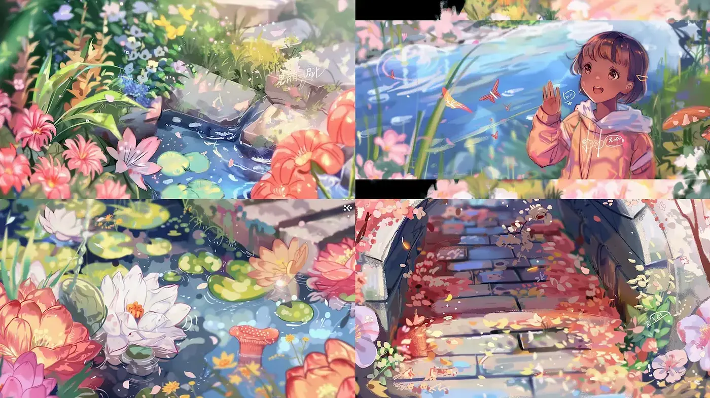Vibrant and Whimsical Nature Scenes with a Touch of Fantastical Elements - Midjourney sref style
