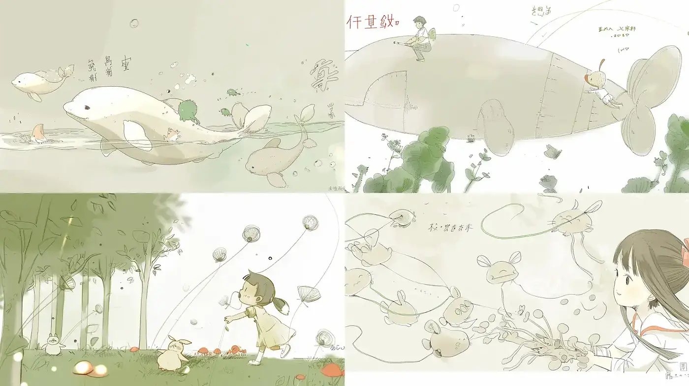 Whimsical Illustrations with Ethereal Elements in Soft Colors - Midjourney sref style