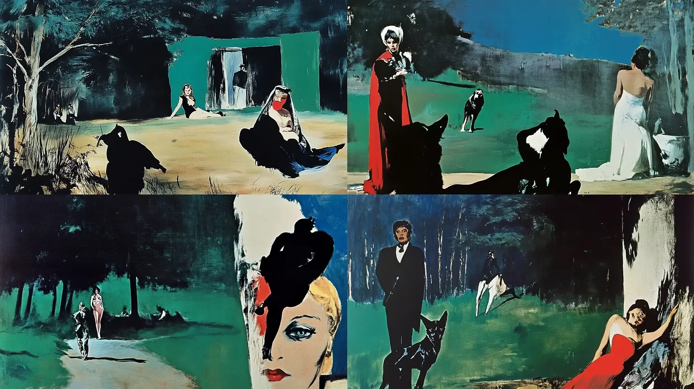 Abstract Expressionist Influence with Cinematic Noir Flair - Midjourney sref style