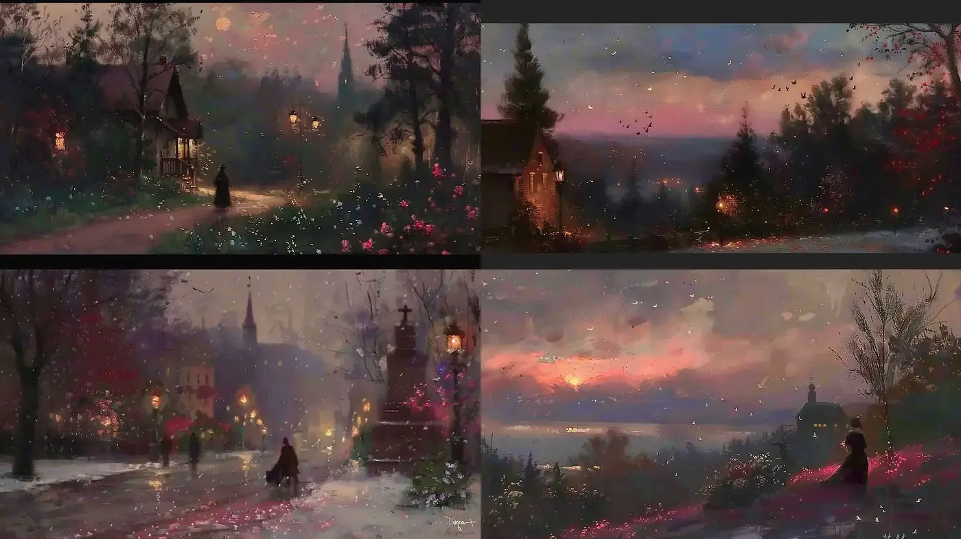 Whimsical and Enigmatic Landscapes with Impressionistic Overtones - Midjourney sref style