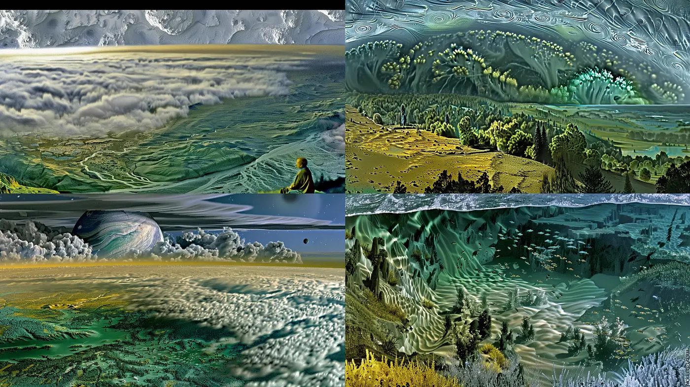 Surreal Vistas in Swirling Brushwork - Midjourney sref style