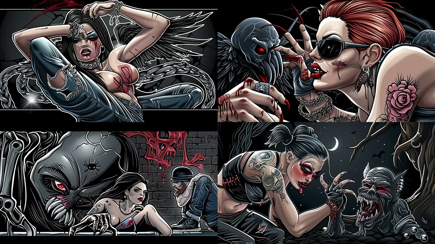 Gritty Dark Fantasy in Comic Book Illustration - Midjourney sref style