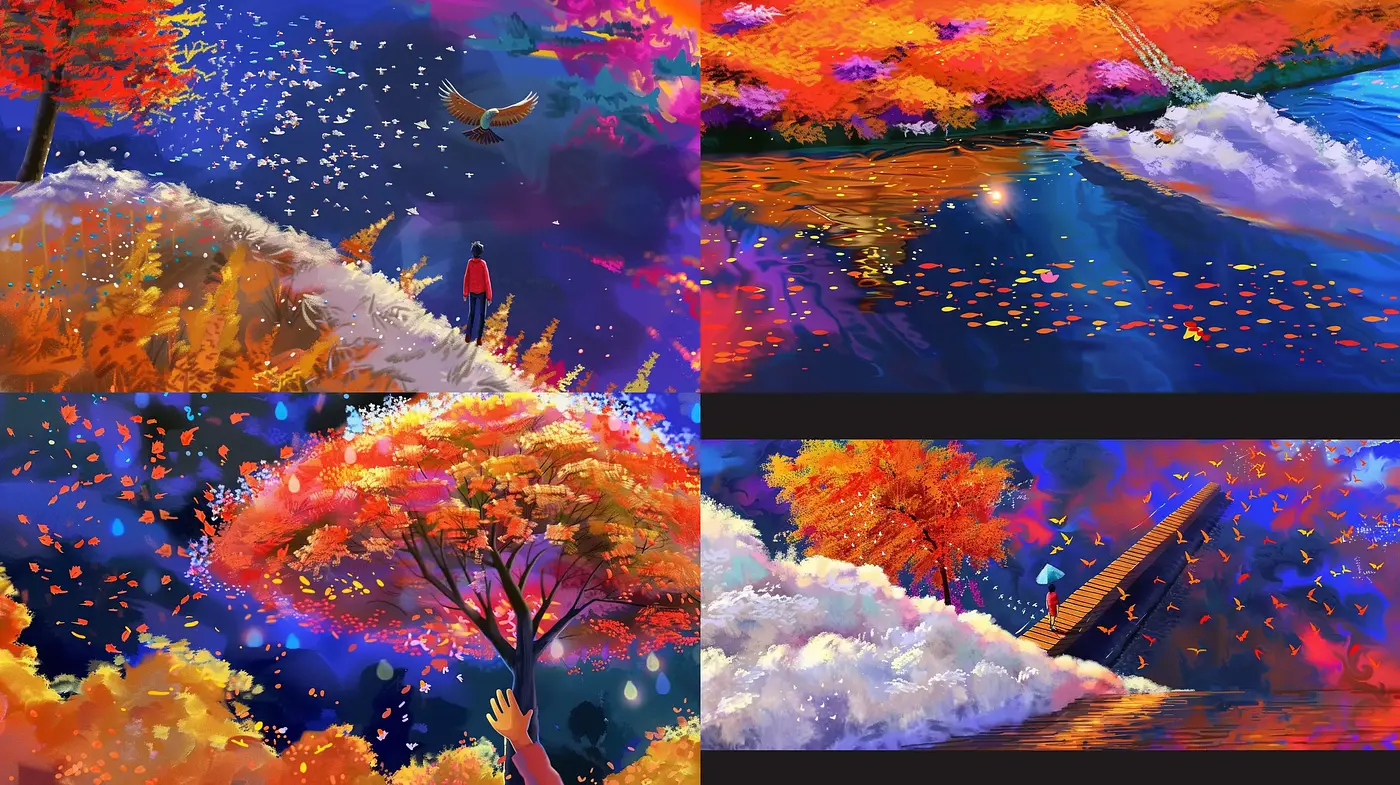 Ethereal Autumn Symphony in Dynamic Impasto - Midjourney sref style