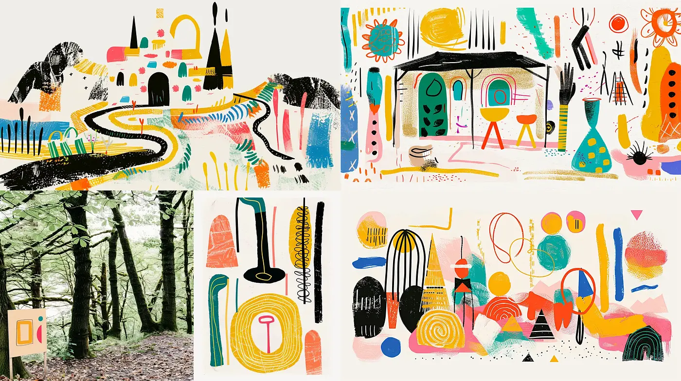 Abstract Geometric Playfulness with a Mid-Century Modern Twist - Midjourney sref style