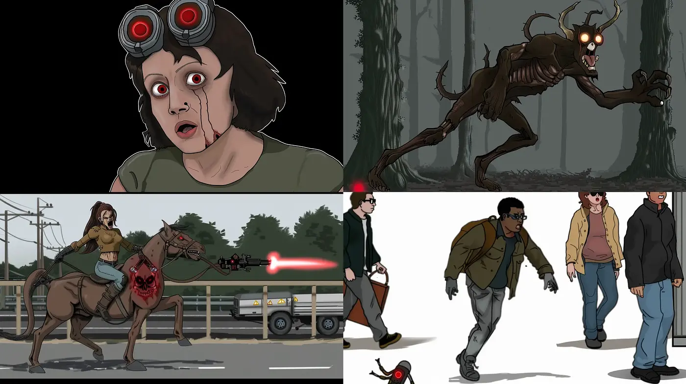 Gritty Dynamic Sci-Fi Illustrations with a Retro Comic Book Aesthetic - Midjourney sref style
