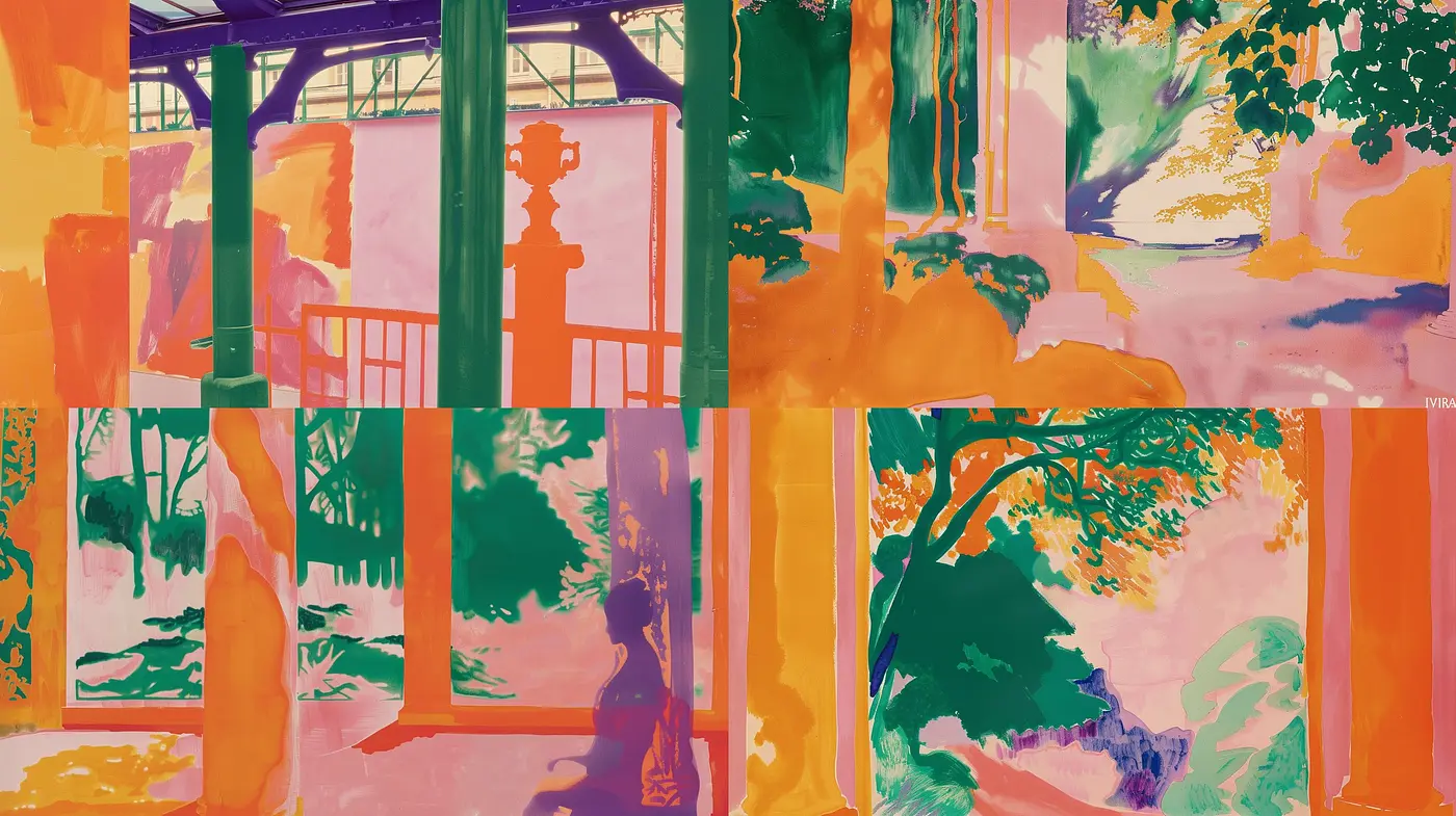 Vibrant Dreamlike Synthesis of Nature and Architecture - Midjourney sref style