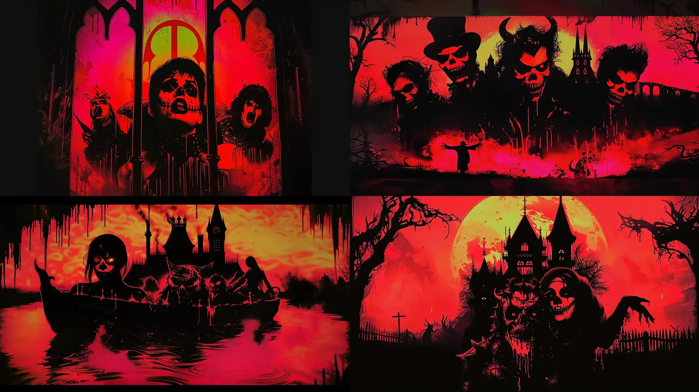 Gothic Midnight Elegy: A Symphony of Shadow and Scarlet - Midjourney sref style